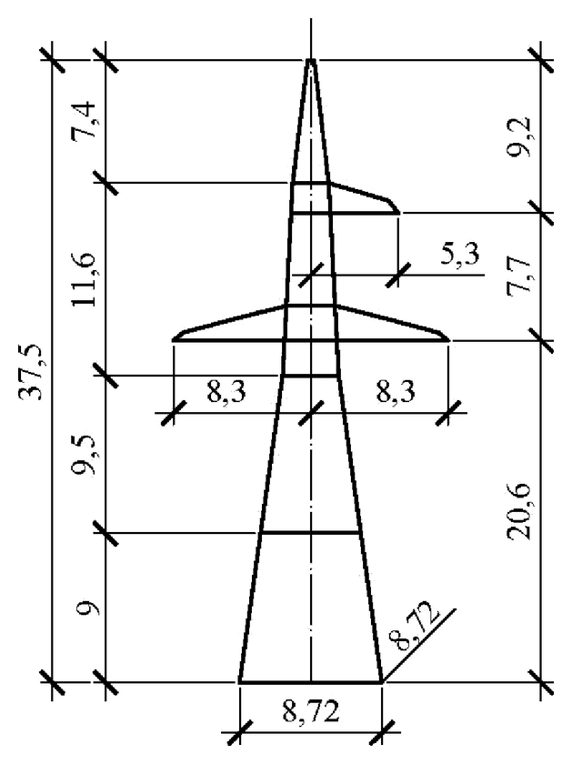 Анкерно-угловая опора У330н-1+9, чертеж 7.330.01-КМ3 С345 горячее оцинкование