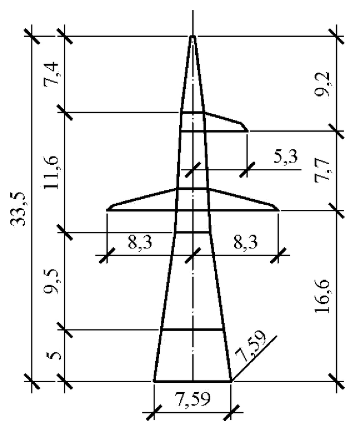Анкерно-угловая опора У330н-1+5, чертеж 7.330.01-КМ3 С345 горячее оцинкование
