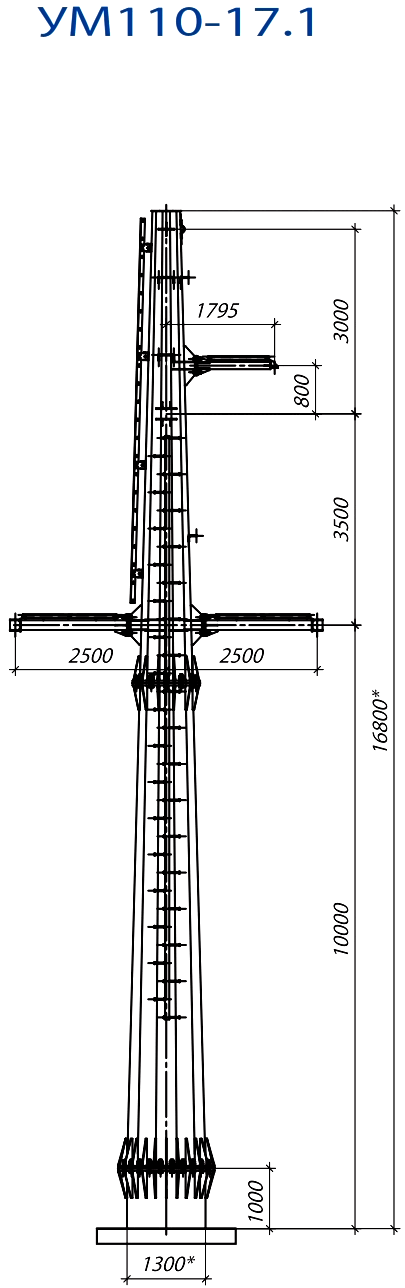 Анкерно-угловая опора УМ110-17.1, типовой проект 22.0099.2 С345 горячее цинкование