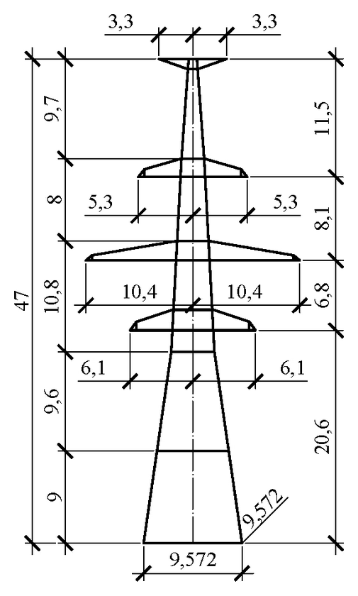 Анкерно-угловая опора У330н-2т+9, чертеж 7.330.01-КМ4 С345 горячее оцинкование