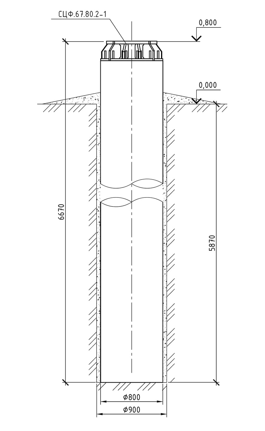 Фундамент СЦФ.67.80.2-1 для секционированной опоры, проект 16.006