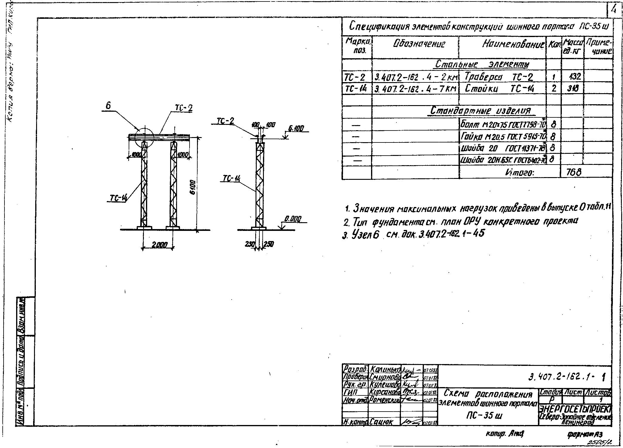 Шинный портал ПС-35Ш, типовой проект 3.407.2-162 (13074тм-т1) С245 лакокрасочное покрытие