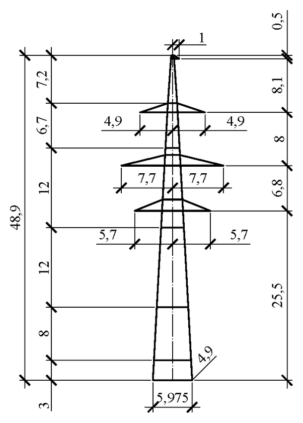Промежуточная опора П330н-2+3.0 (IV в.р.), чертеж 7.330.01-КМ2 С345 горячее оцинкование