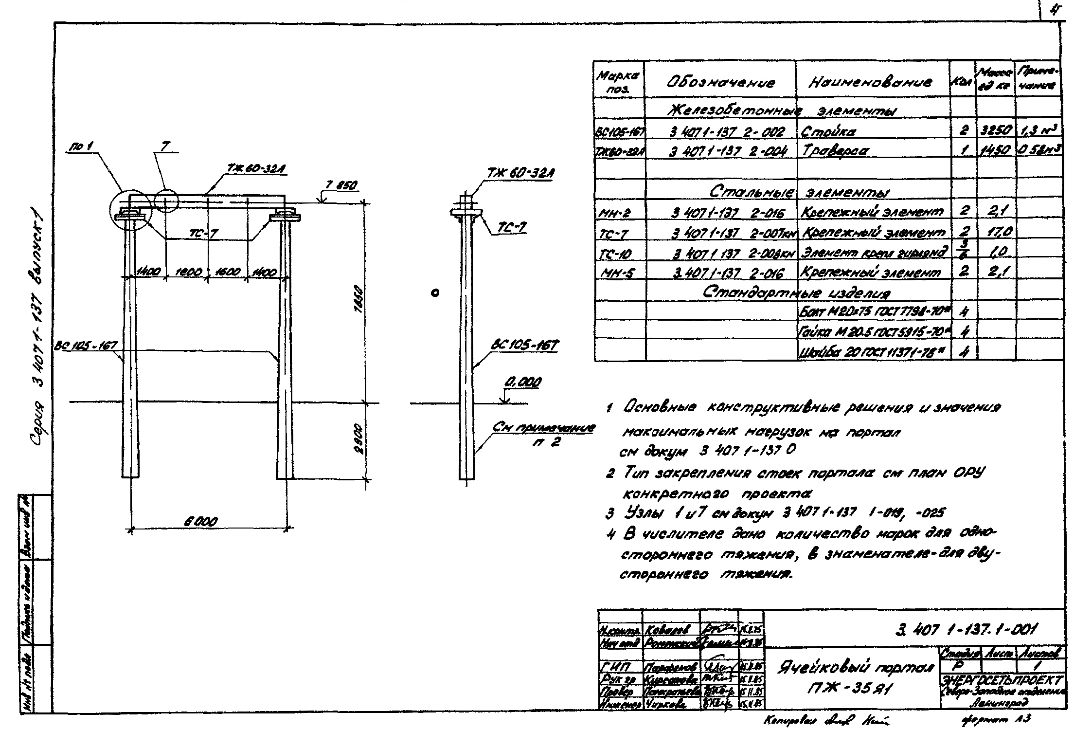 Ячейковый портал ПЖ-35Я1, типовой проект 3.407.1-137
