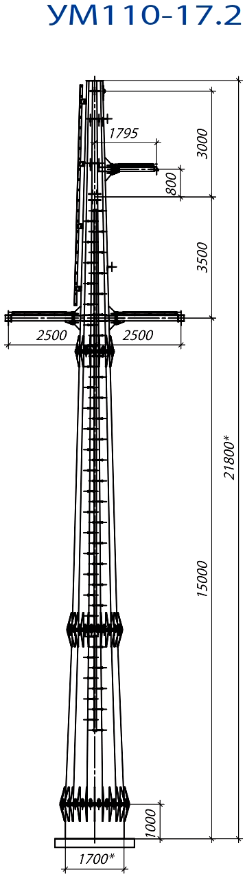 Анкерно-угловая опора УМ110-17.2, типовой проект 22.0099.2 С345 горячее цинкование
