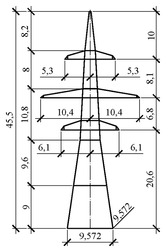 Анкерно-угловая опора У330н-2+9, чертеж 7.330.01-КМ4 С345 горячее оцинкование