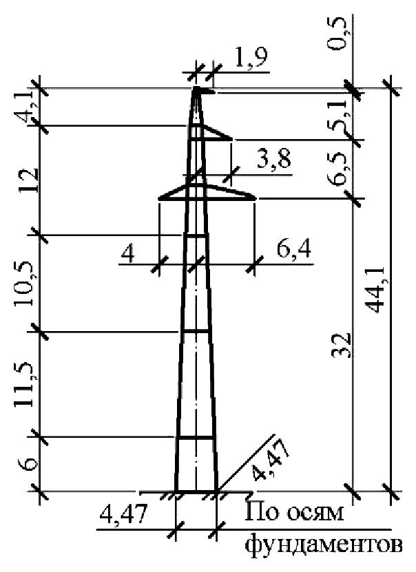 Промежуточная опора П220н-1.5пг+6.0, чертеж 7.220.01-КМ1.01 С345 горячее оцинкование