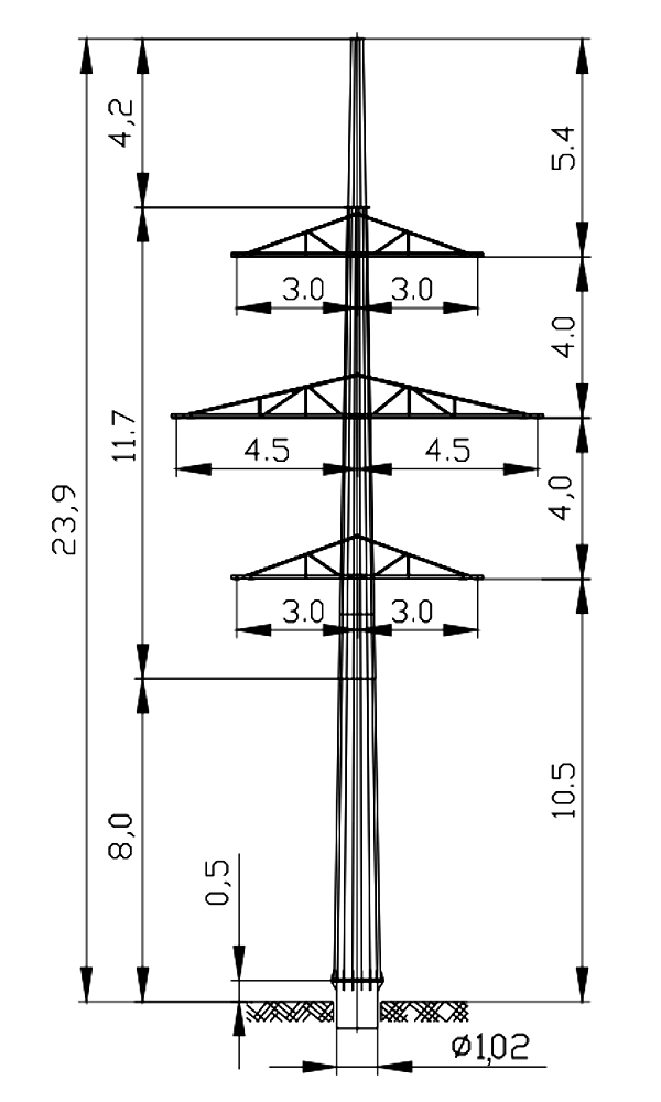 Анкерная опора АМ110-2Ф, типовой проект 3.407.2-182.09 С345 горячее цинкование