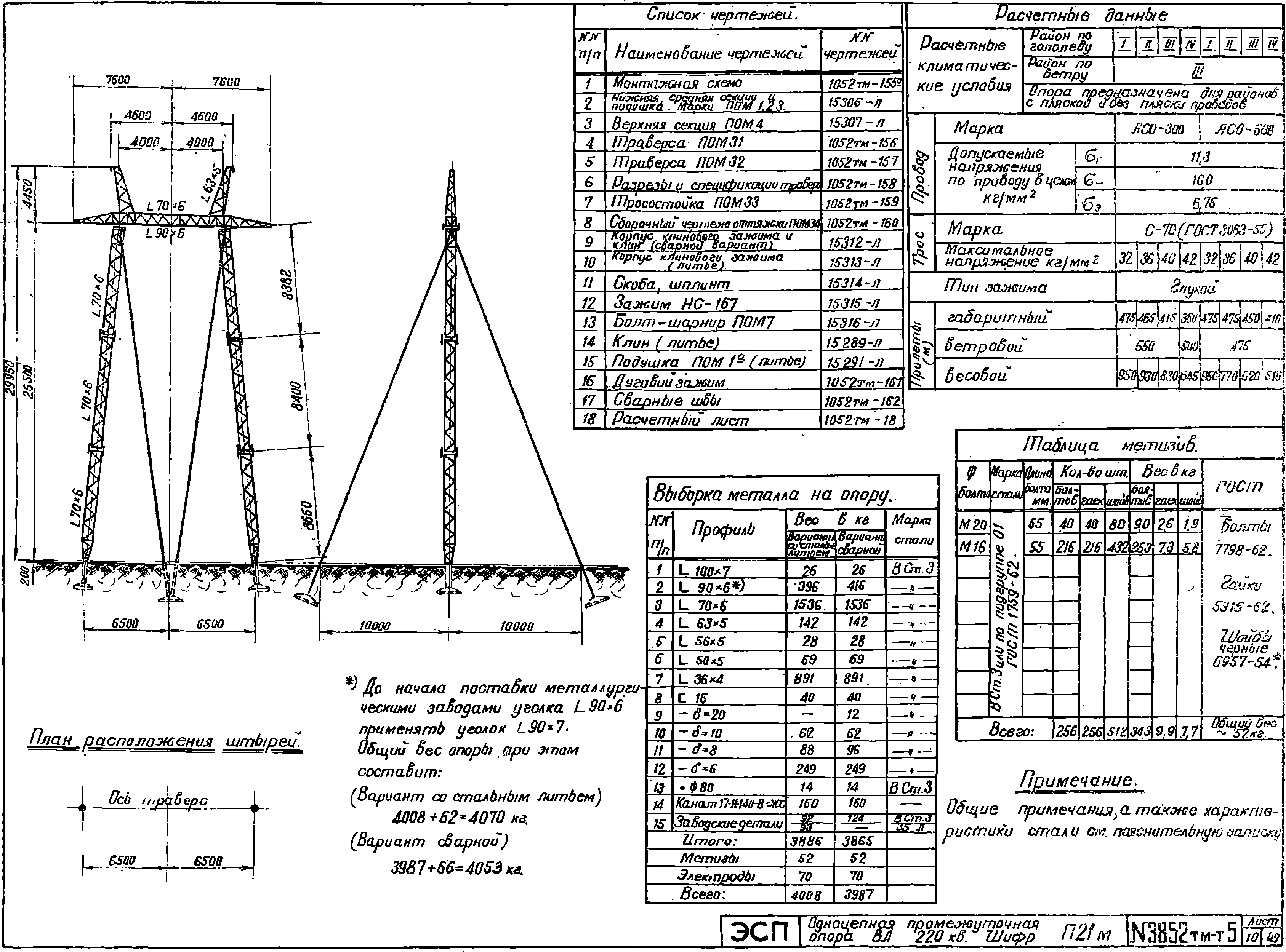 Промежуточная опора П21М, типовой проект 3852тм-т5 С245 лакокрасочное покрытие