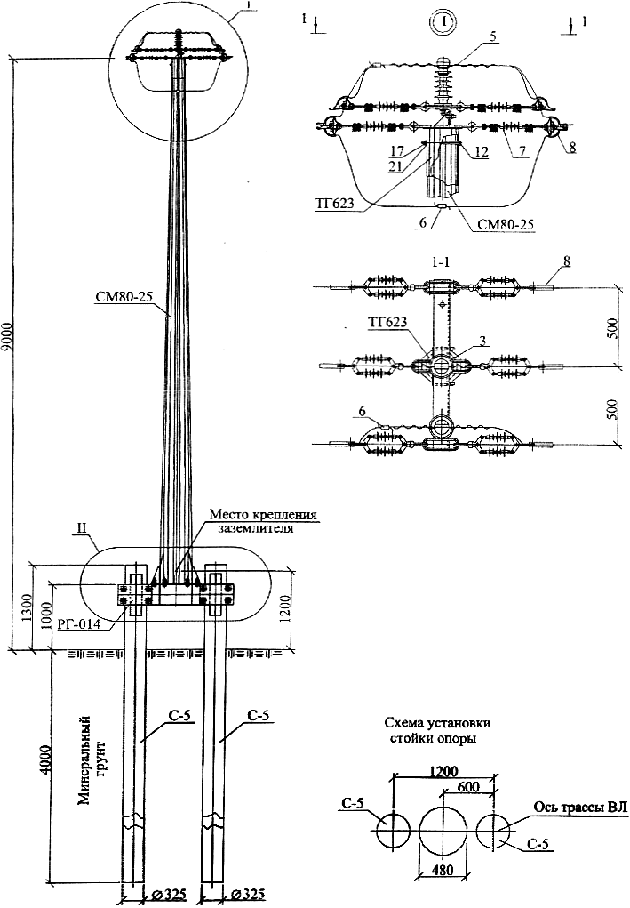 Анкерная опора Ас10-6, типовой проект 28.0006 С345 горячее цинкование