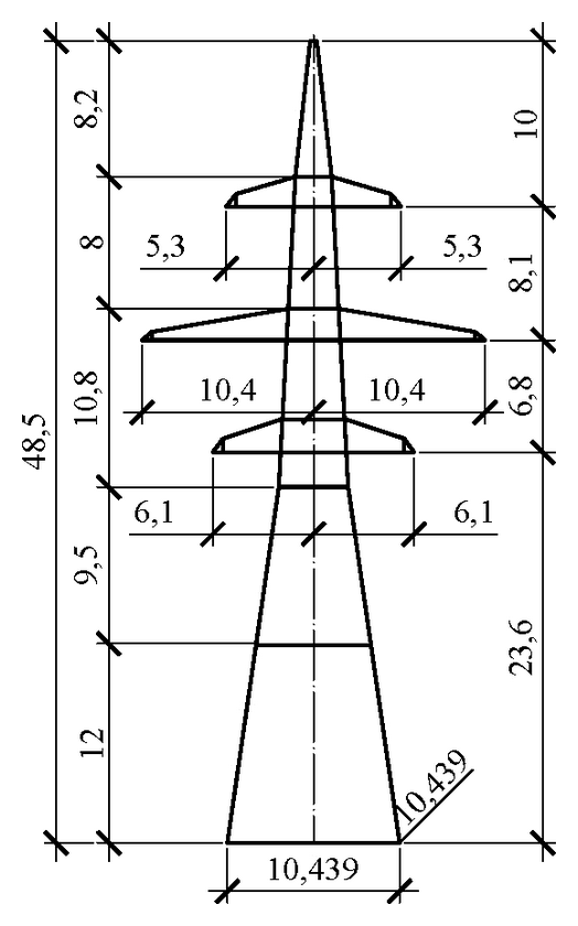 Анкерно-угловая опора У330н-2+12, чертеж 7.330.01-КМ4 С345 горячее оцинкование