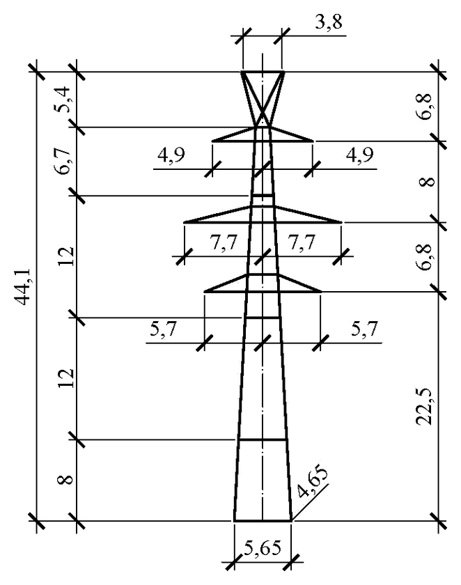 Промежуточная опора П330н-2пг (II-III в.р.), чертеж 7.330.01-КМ2 С345 горячее оцинкование