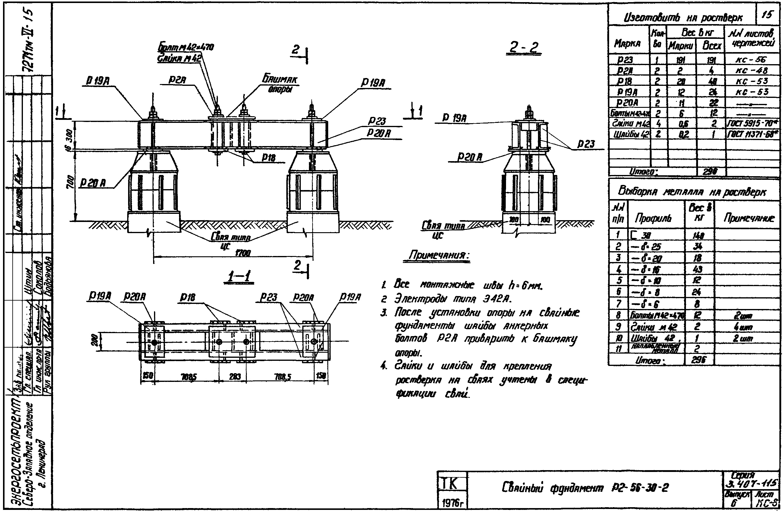 Ростверк двухсвайного фундамента Р2-56-30-2 С345 горячее оцинкование