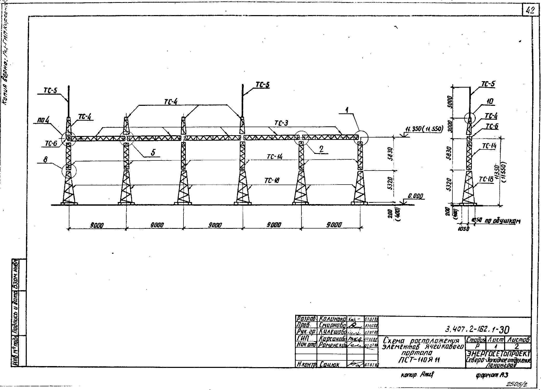 Ячейковый портал ПСТ-110Я11, типовой проект 3.407.2-162 (13074тм-т1) С245 лакокрасочное покрытие