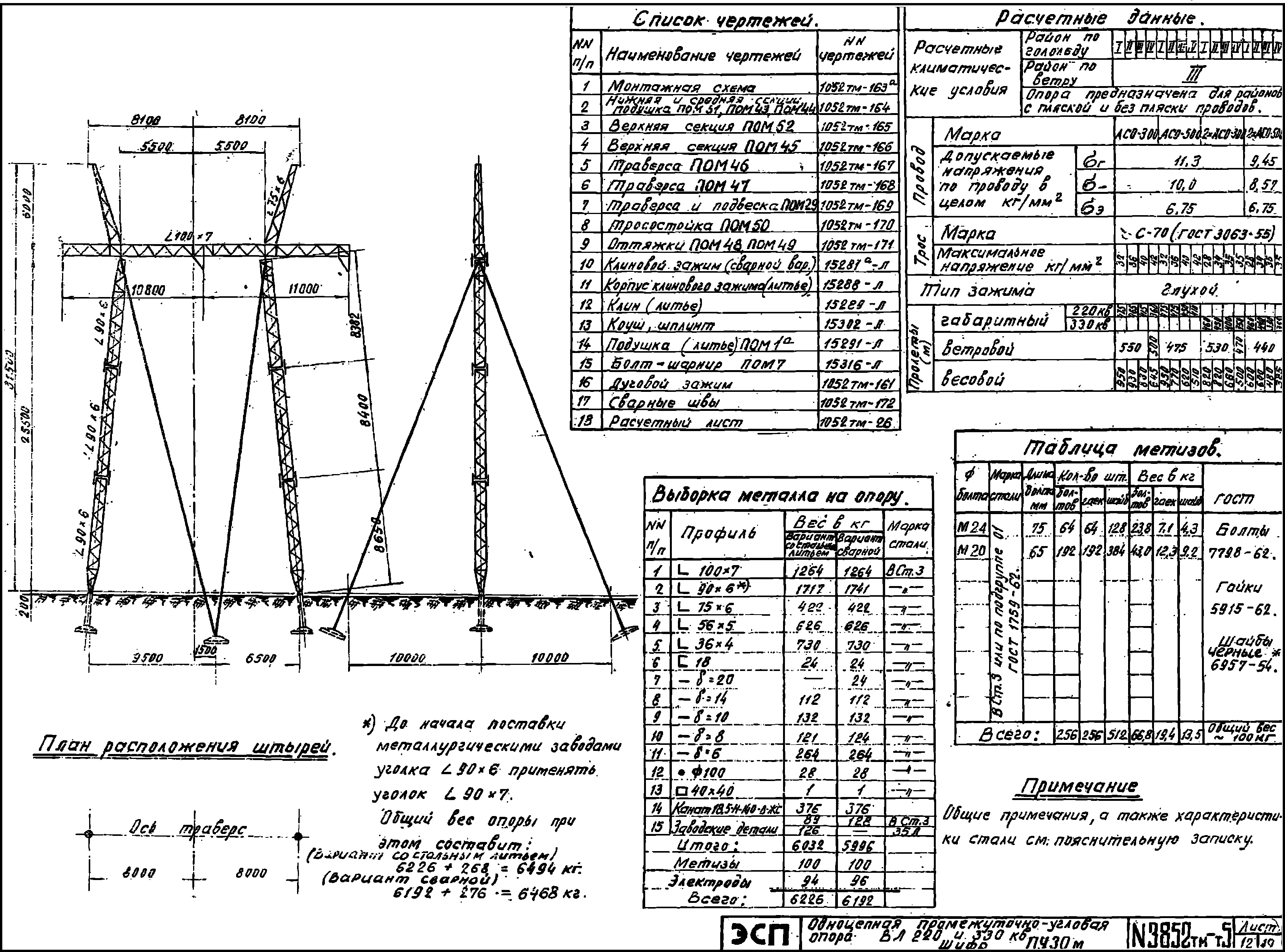 Промежуточно-угловая опора ПУ30М, типовой проект 3852тм-т5 С245 лакокрасочное покрытие