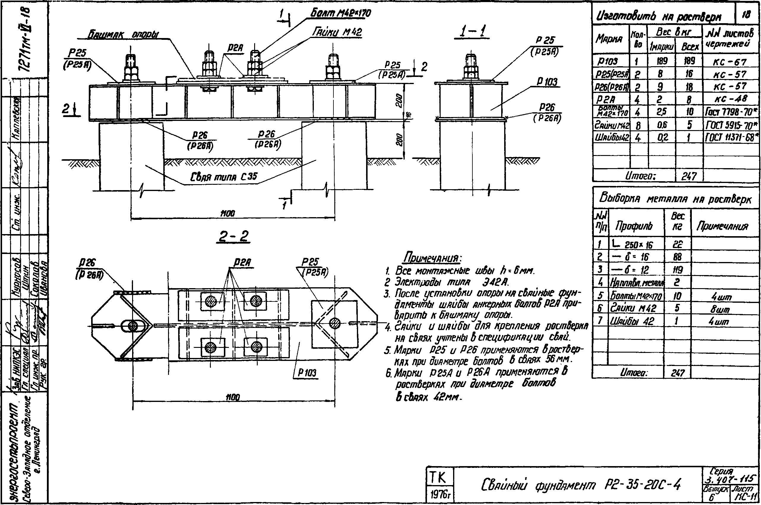 Ростверк двухсвайного фундамента Р2-35-20с-4 С345 горячее оцинкование