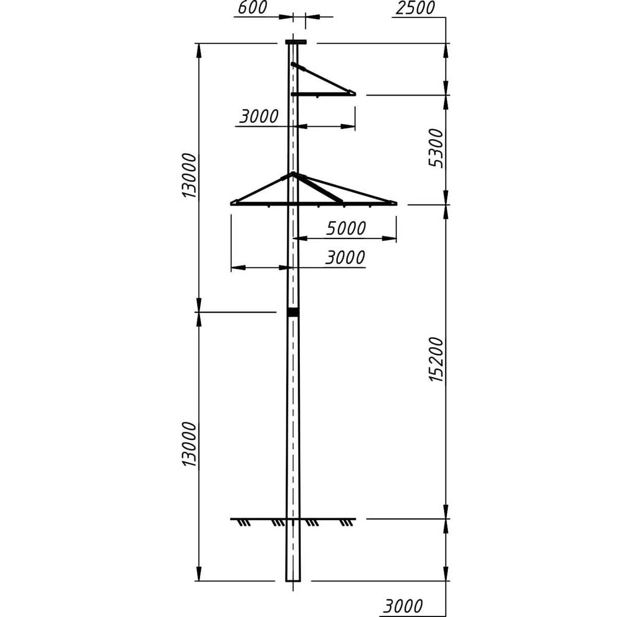 Промежуточная железобетонная опора СПБ220-1, чертеж 17.008-т2