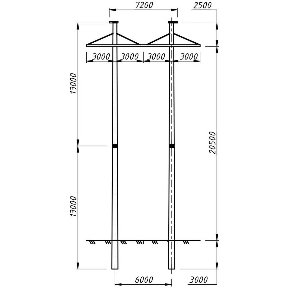 Промежуточная железобетонная опора 2СПБ220-7, чертеж 17.008-т6