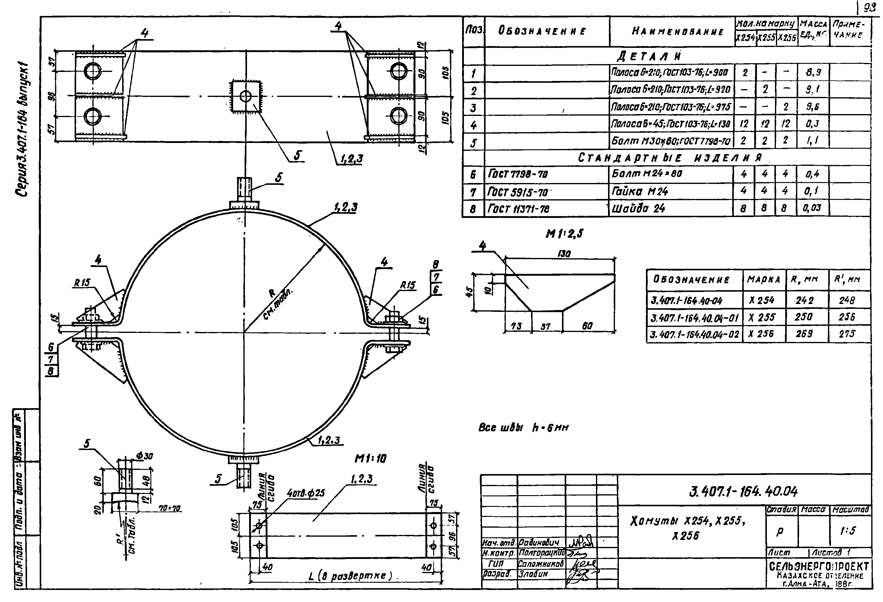 Хомут Х256, типовой проект 3.407.1-164.1 С245 горячее оцинкование