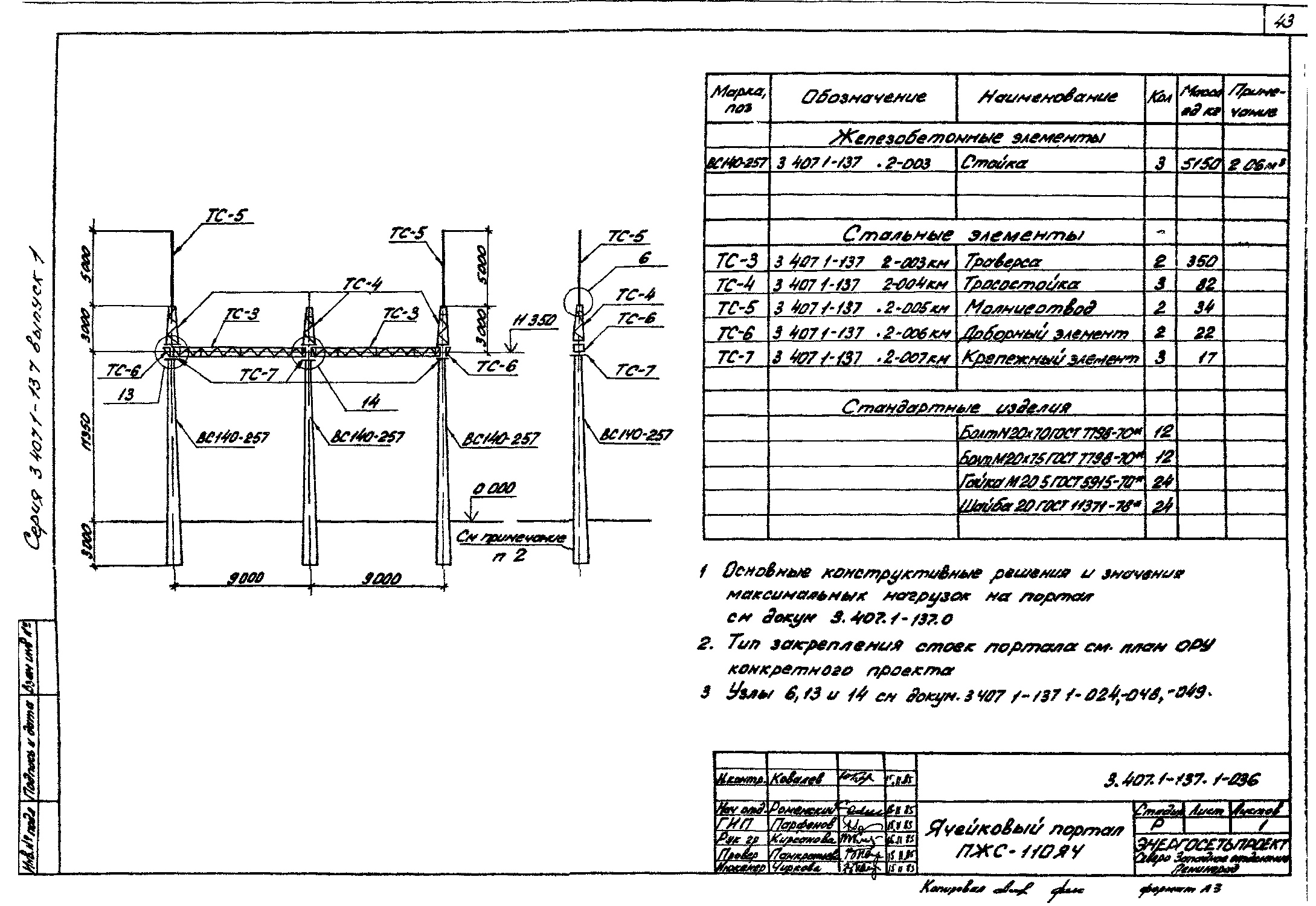 Ячейковый портал ПЖС-110Я4, типовой проект 3.407.1-137