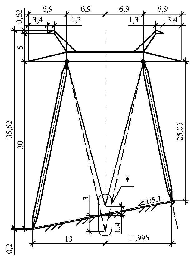 Промежуточная косогорная опора П500н-3-4.94, чертеж 7.500.01-КМ2 С345 горячее оцинкование
