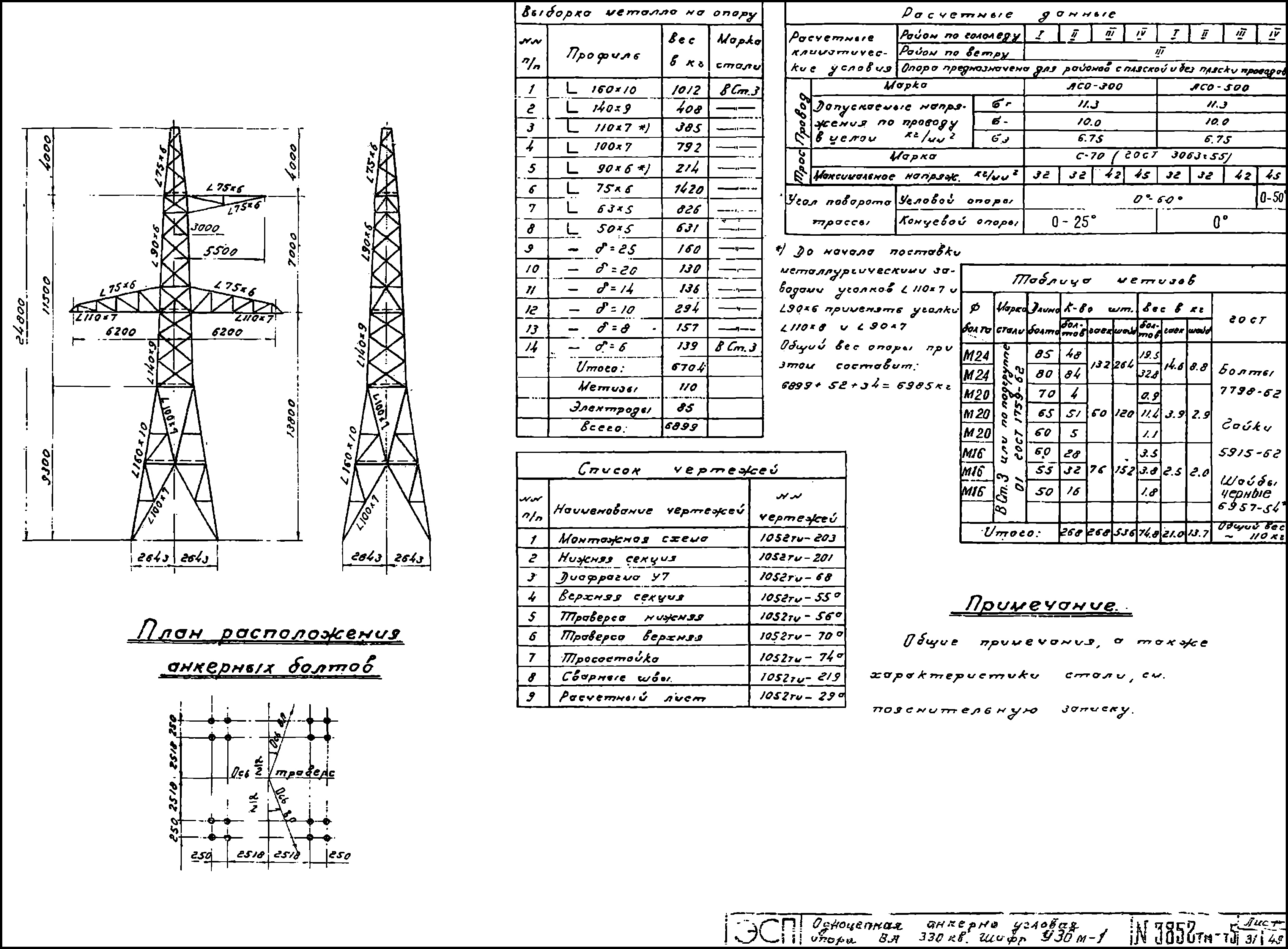 Анкерно-угловая опора У36М-1, типовой проект 3852тм-т5 С245 лакокрасочное покрытие
