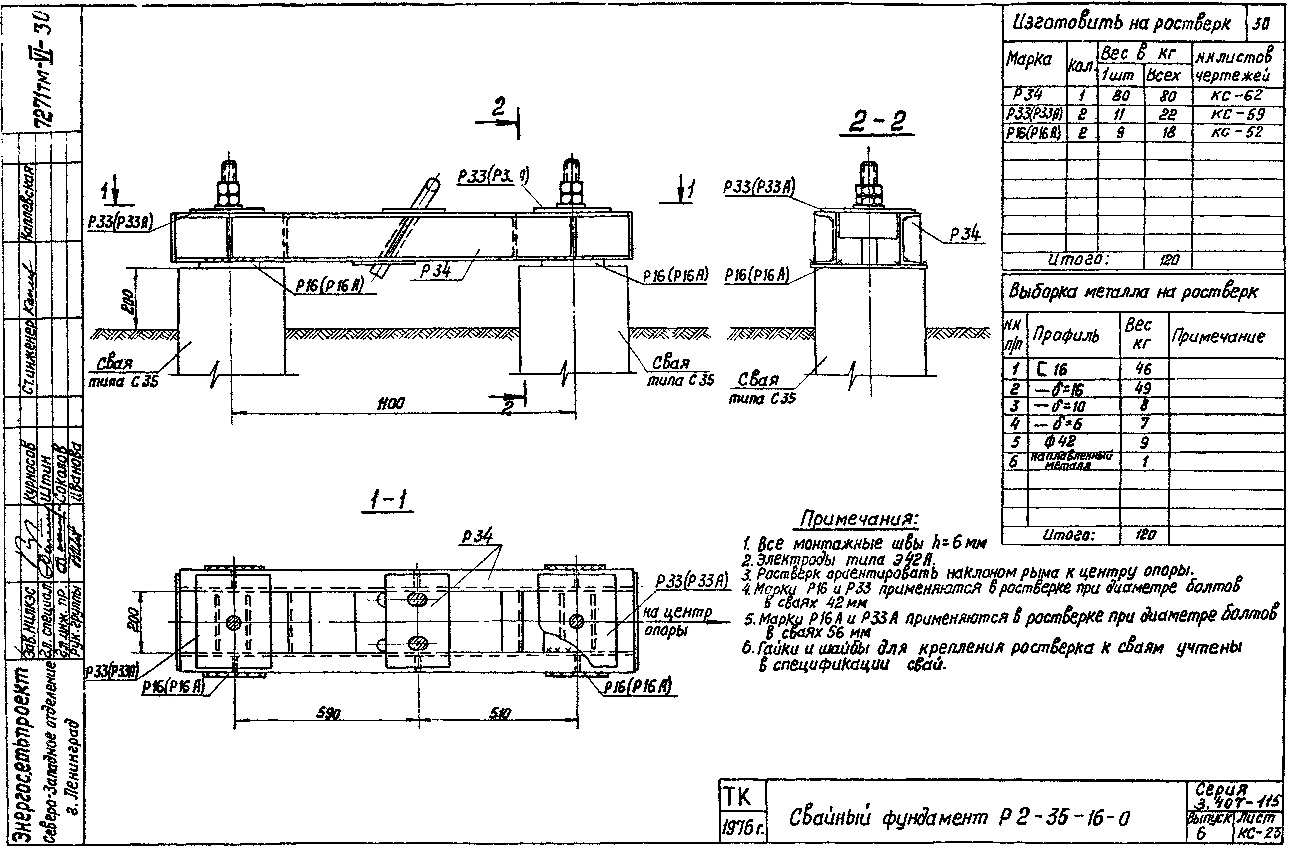 Ростверк двухсвайного фундамента Р2-35-16-0 С345 горячее оцинкование