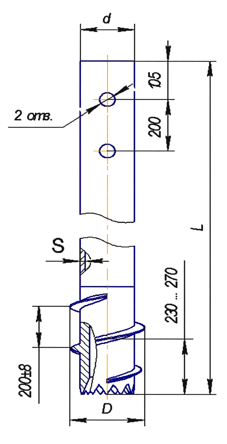 Винтовая свая ВСЛМ 405-325-4, серия 20006тм С255 горячее оцинкование
