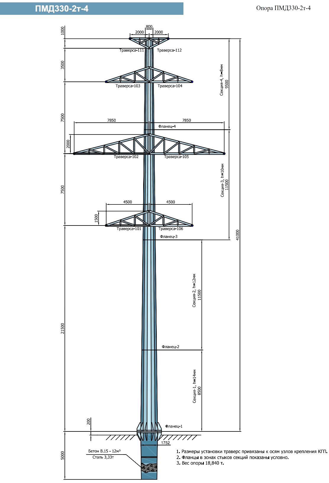 Промежуточная опора ПМД330-2т-4 С345 горячее цинкование