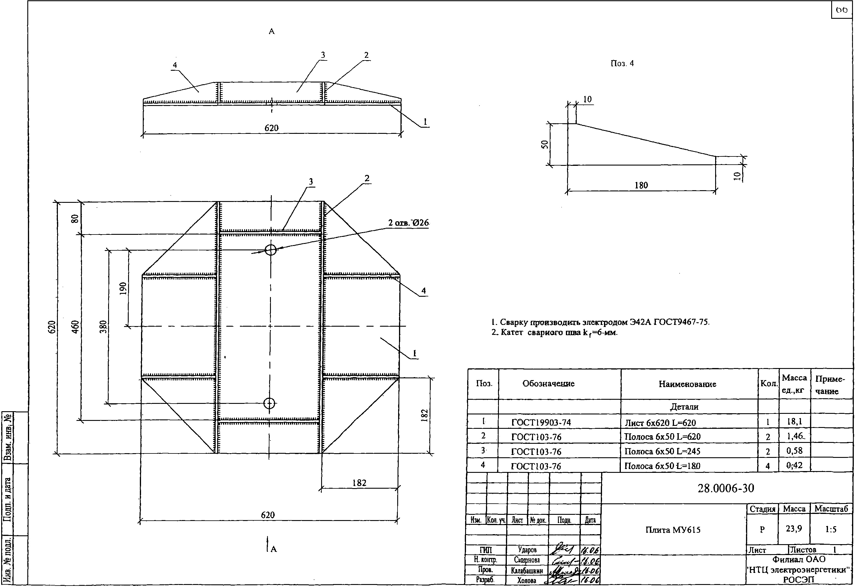 Плита МУ615, типовой проект 28.0006.1 С245 горячее оцинкование
