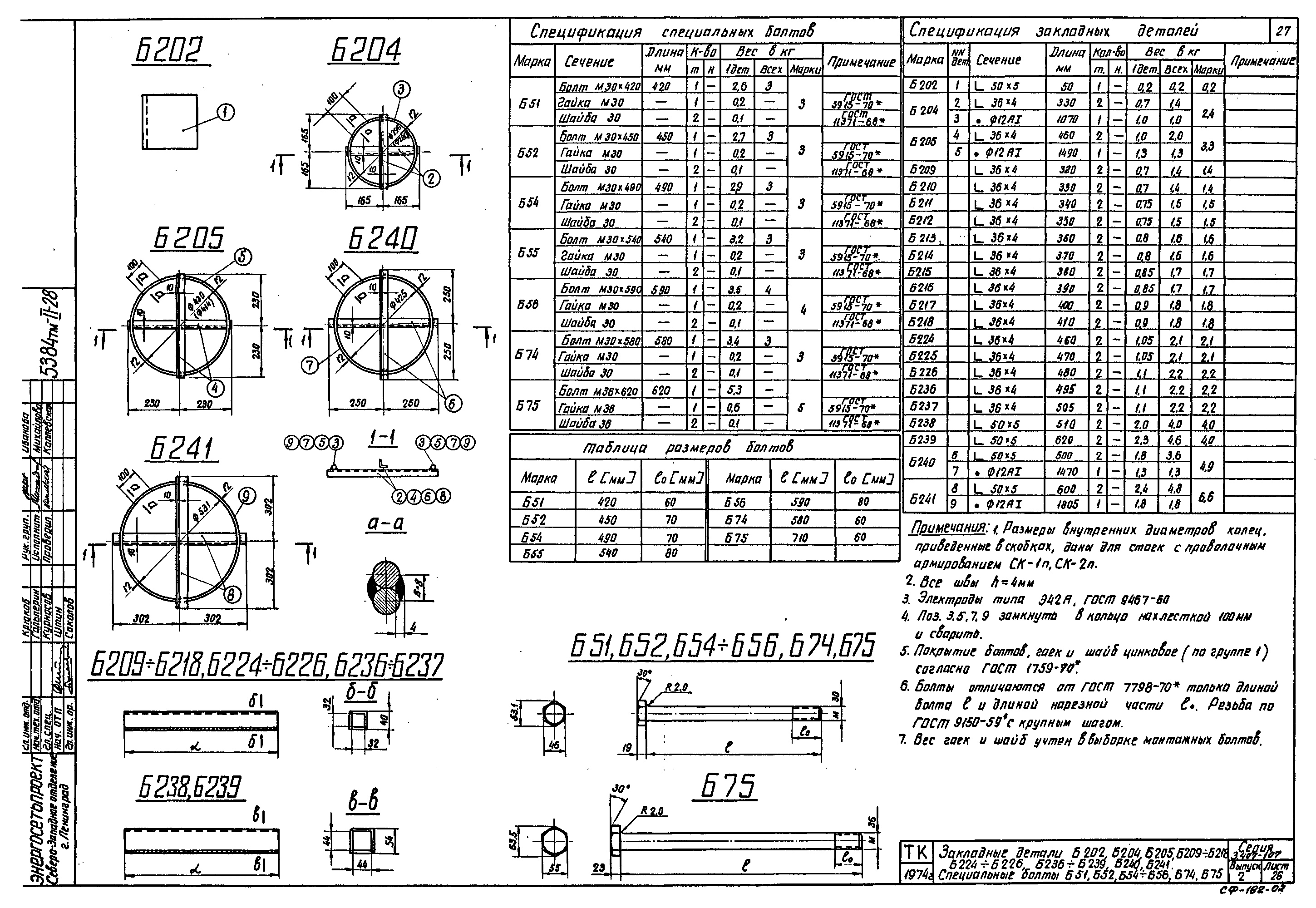 Спецболт Б56, типовой проект 3.407-107.2 С245 горячее оцинкование