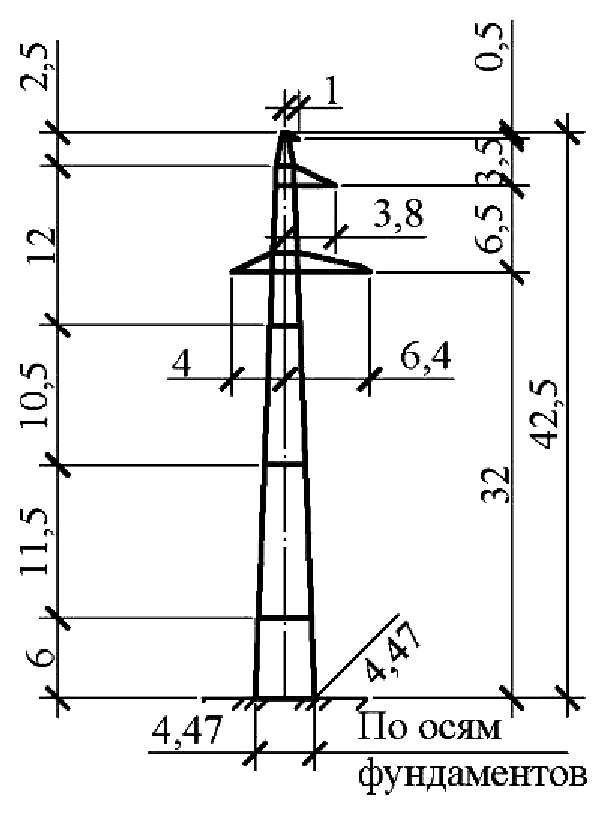 Промежуточная опора П220н-1.1+6.0, чертеж 7.220.01-КМ1.01 С345 горячее оцинкование