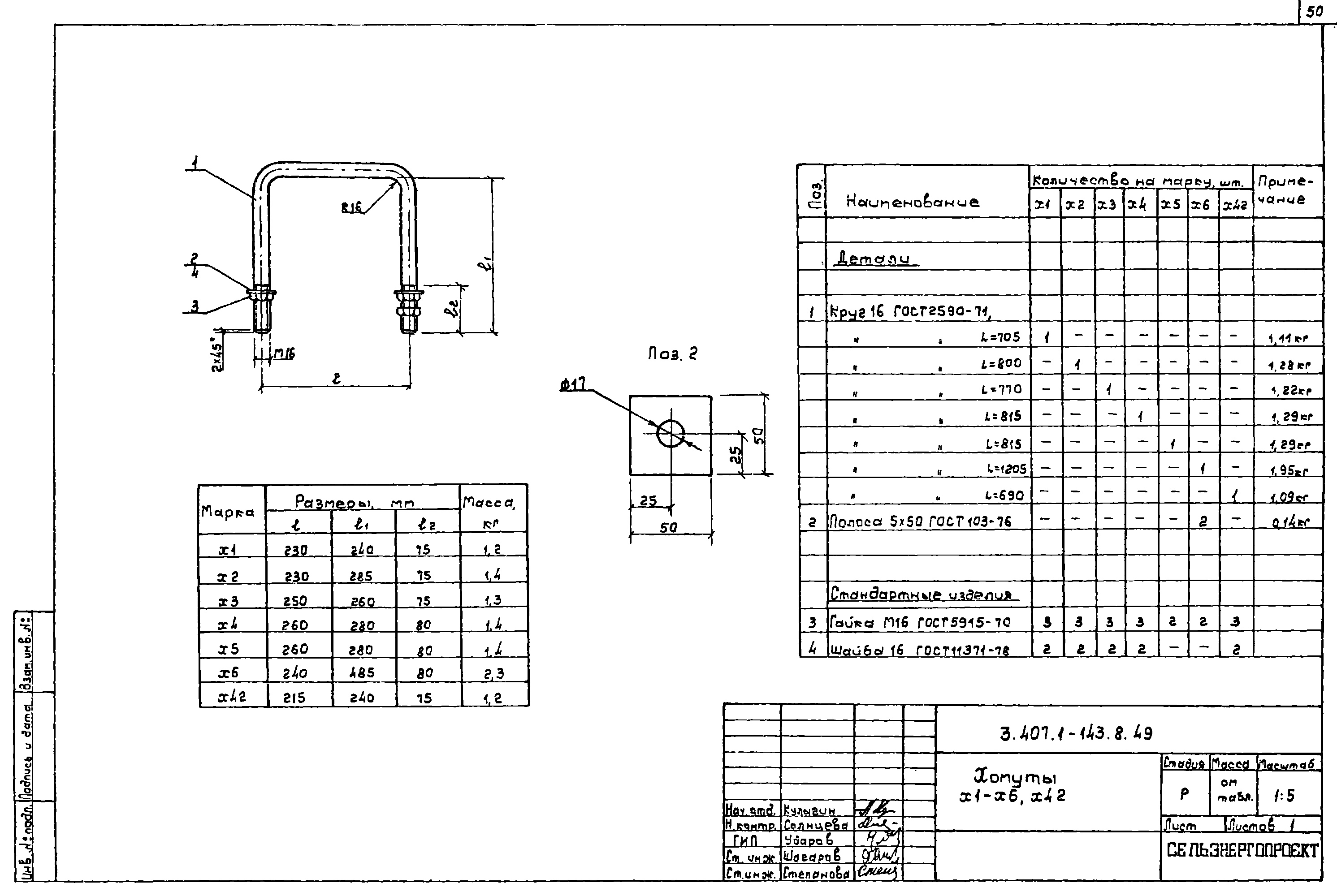 Хомут Х5, типовой проект 3.407.1-143.8 С245 горячее оцинкование