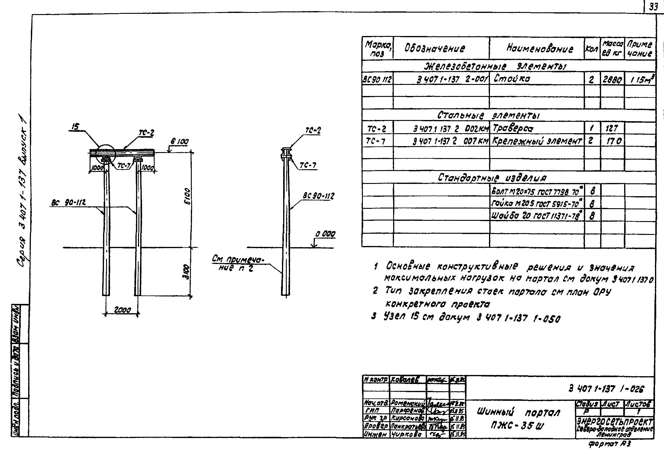 Шинный портал ПЖС-35Ш, типовой проект 3.407.1-137