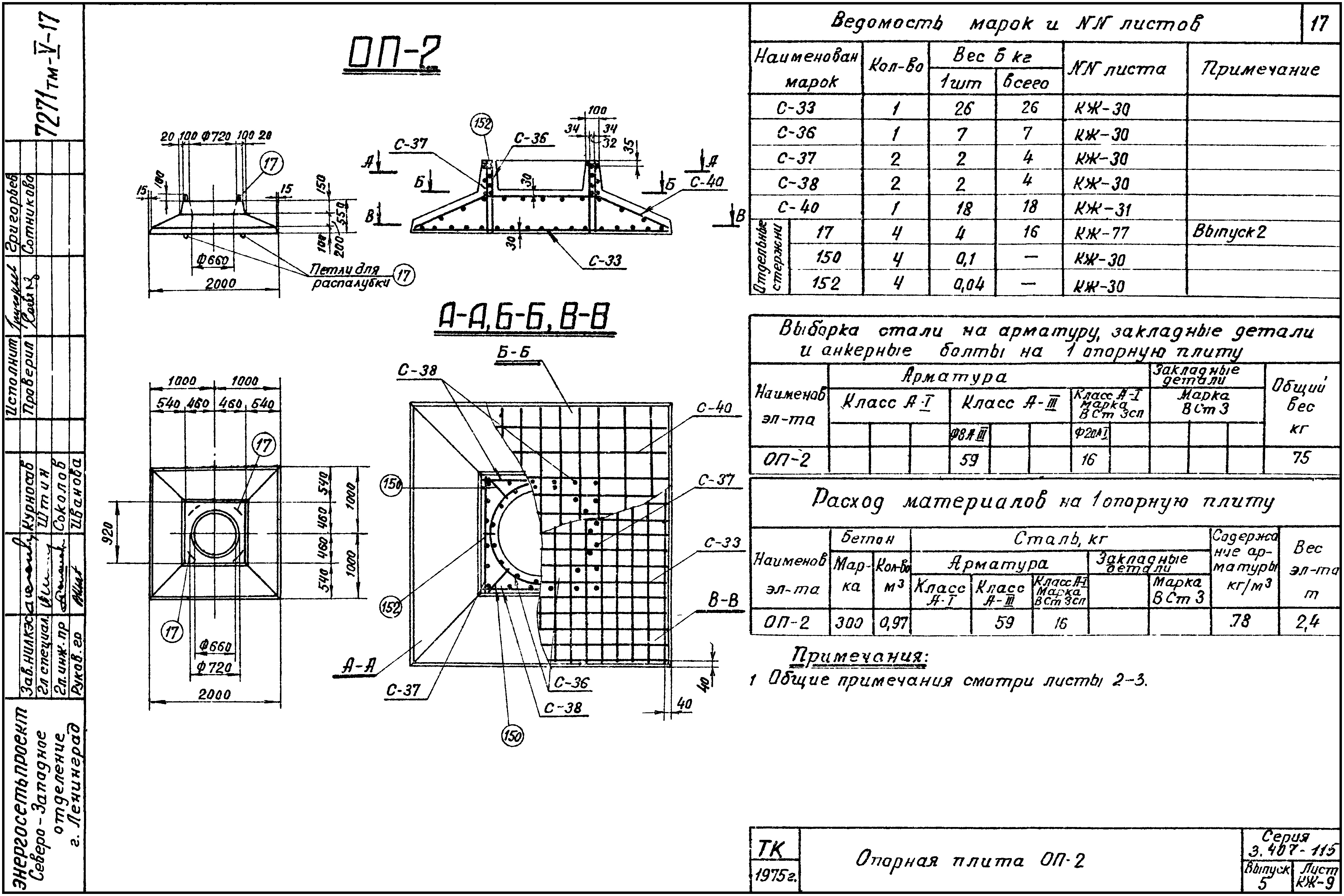 Опорная плита ОП-2, серия 3.407-115