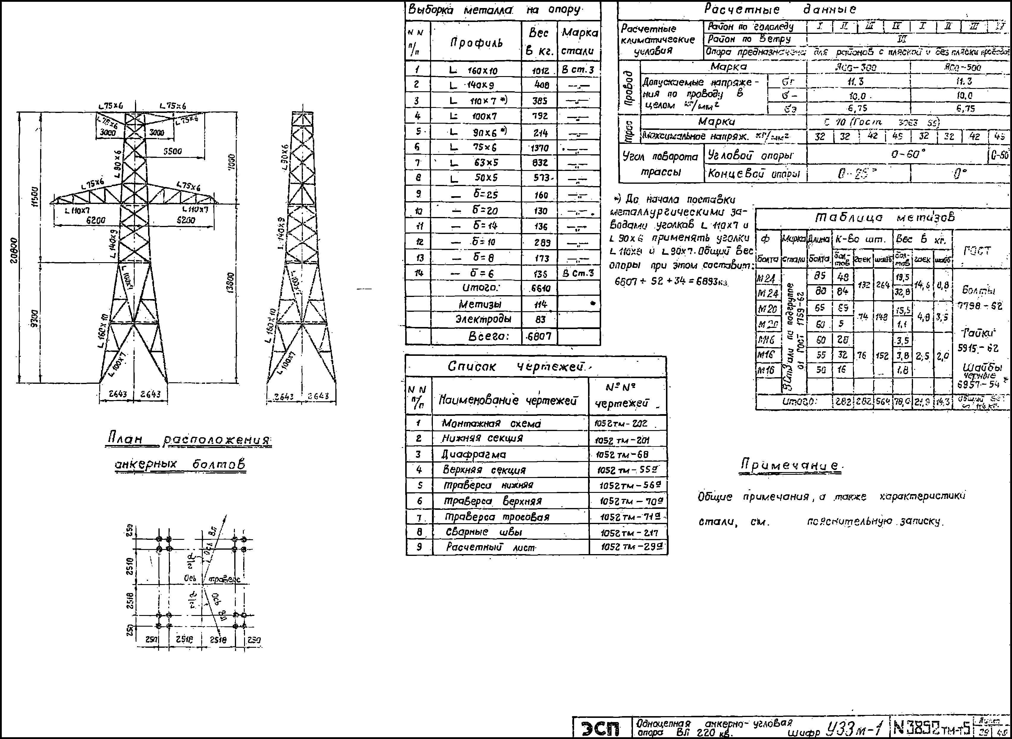 Анкерно-угловая опора У33М-1, типовой проект 3852тм-т5 С245 лакокрасочное покрытие