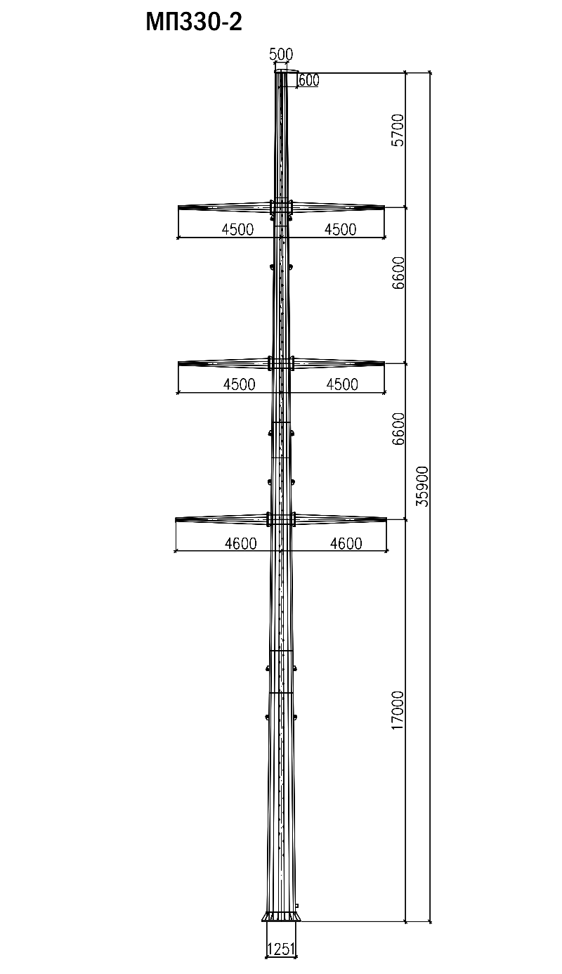 Промежуточная опора МП330-2, типовой проект 20002тм С345 горячее цинкование