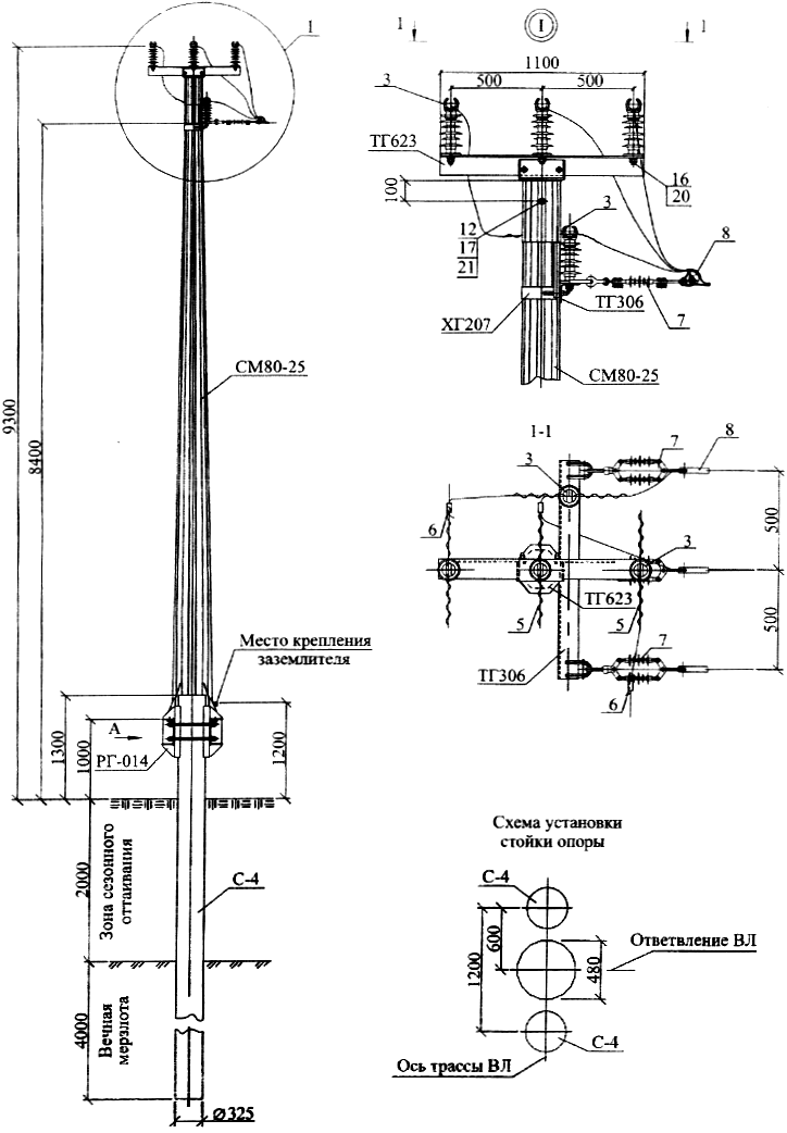 Анкерная ответвительная опора ОАс10-5, типовой проект 28.0006 С345 горячее цинкование