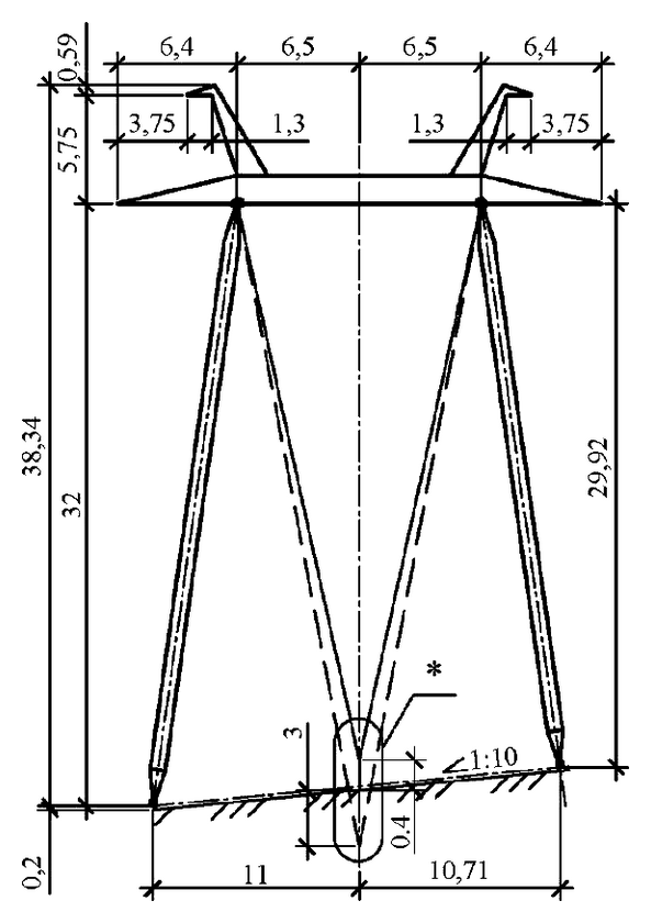 Промежуточная косогорная опора П500н-1-2.08, чертеж 7.500.01-КМ1 С345 горячее оцинкование