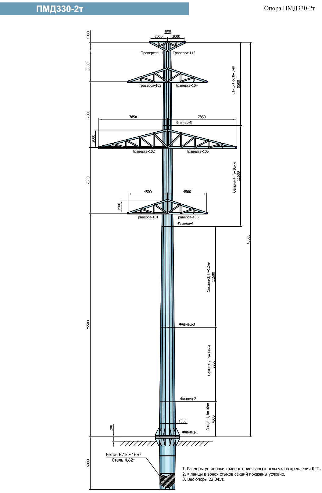 Промежуточная опора ПМД330-2т С345 горячее цинкование