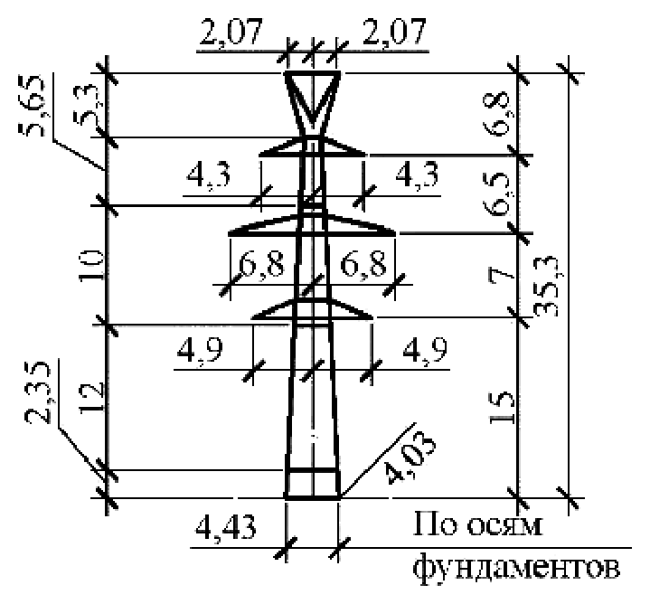 Промежуточная опора П220н-4.2пг-7.5, чертеж 7.220.03-КМ4.01 С345 горячее оцинкование