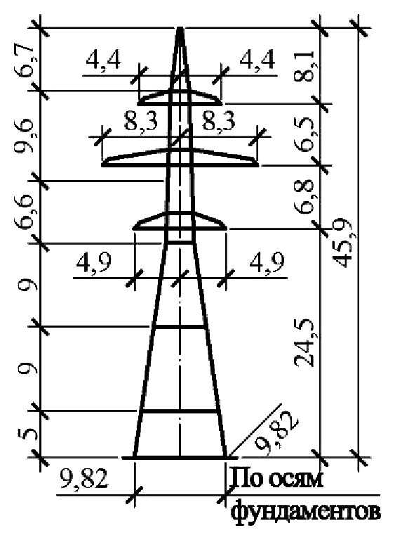 Анкерно-угловая опора У220н-2.4+14, чертеж 7.220.03-КМ6.01 С245 горячее оцинкование