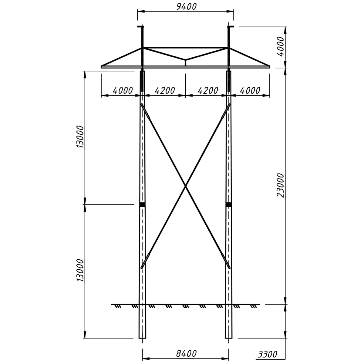 Промежуточная железобетонная опора 2СПБ330-3В, чертеж 17.008-т11