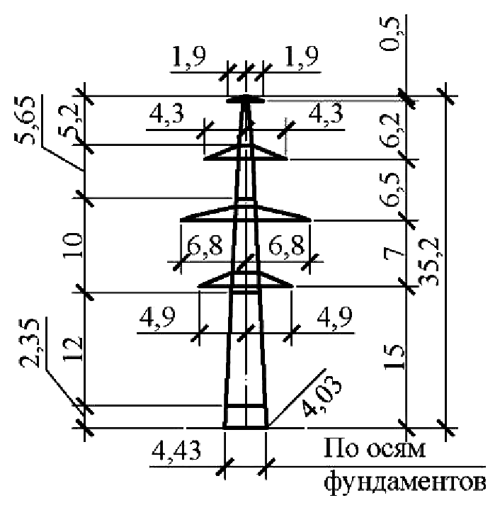 Промежуточная опора П220н-4.4т-7.5, чертеж 7.220.03-КМ4.01 С345 горячее оцинкование