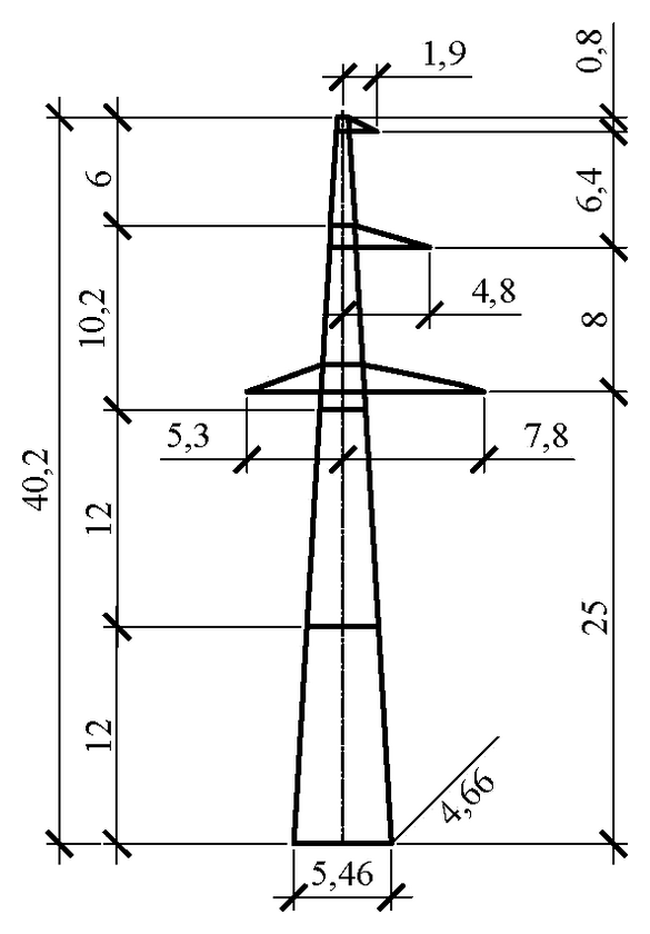 Промежуточная опора П330н-1пг (IV в.р.), чертеж 7.330.01-КМ1 С345 горячее оцинкование