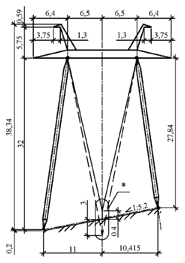 Промежуточная косогорная опора П500н-1-4.16, чертеж 7.500.01-КМ1 С345 горячее оцинкование