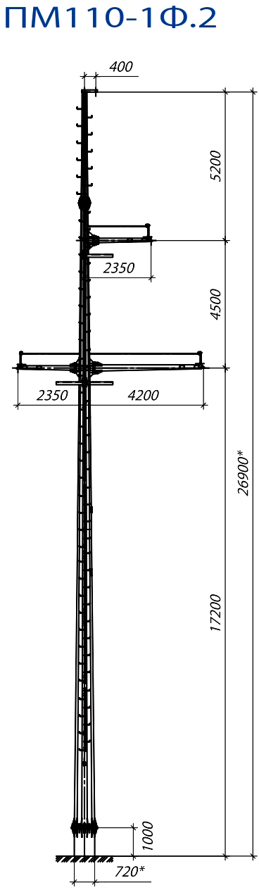 Промежуточная опора ПМ110-1Ф.2, типовой проект 22.0099.2 С345 горячее цинкование