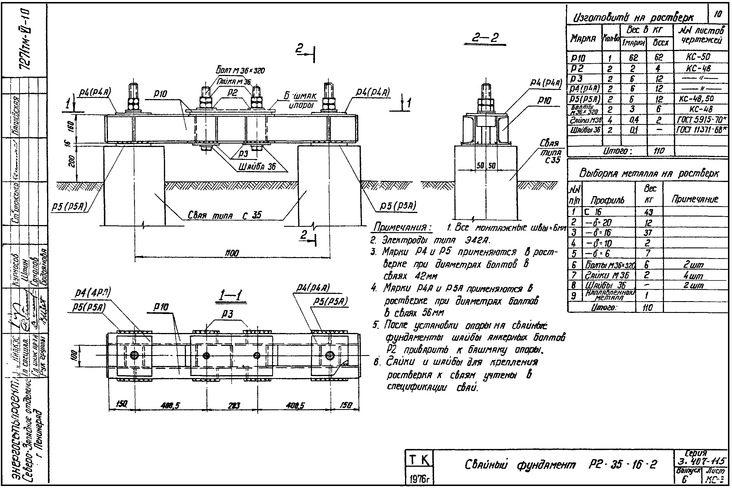 Ростверк двухсвайного фундамента Р2-35-16-2 С345 горячее оцинкование