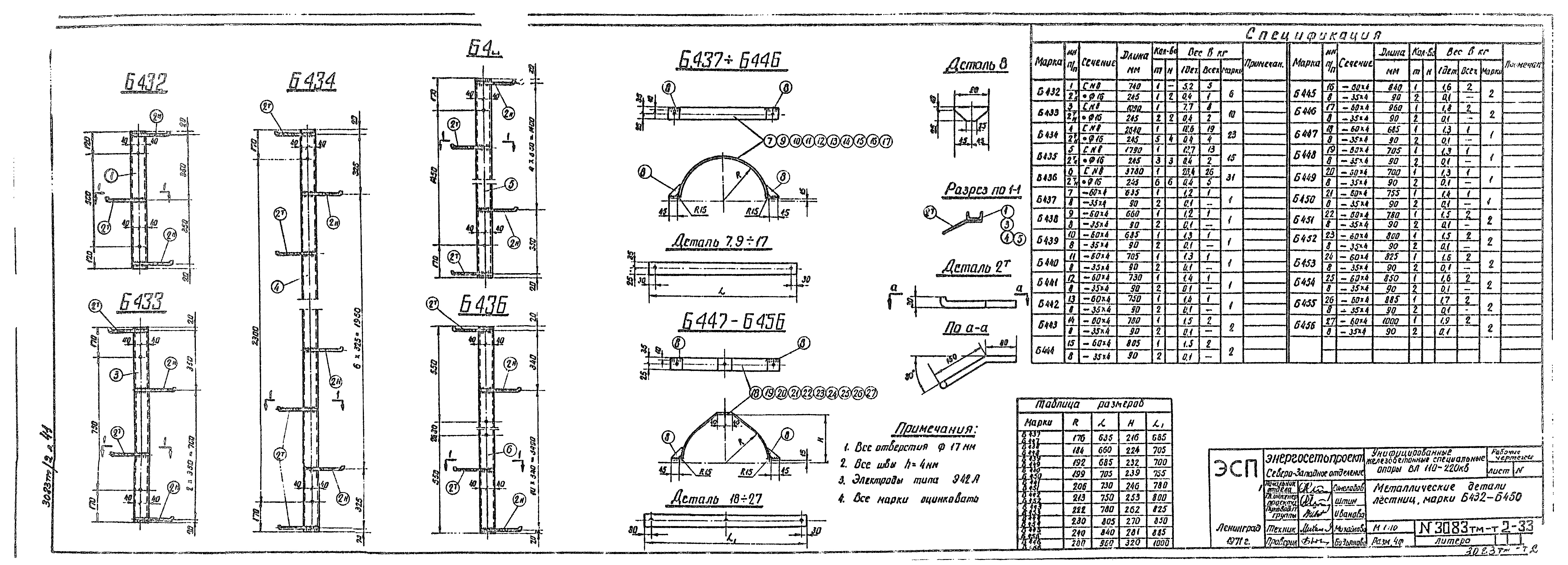 Лестница Б103, типовой проект 3083тм-т2 С245 горячее оцинкование