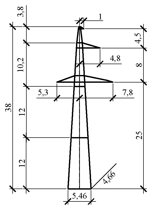 Промежуточная опора П330н-1 (II-III в.р.), чертеж 7.330.01-КМ1 С345 горячее оцинкование